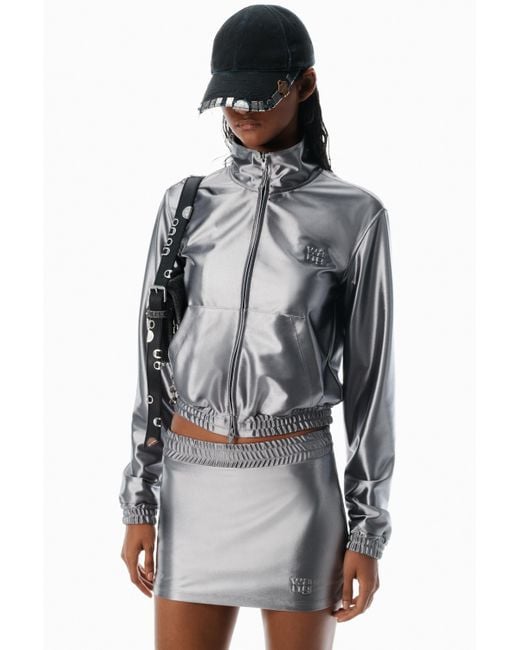 Alexander Wang Metallic Grey Shrunken Zip-up Jacket