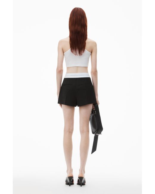 Alexander Wang Black High-waist Pleated Short With Logo Elastic