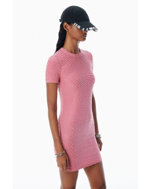 Alexander Wang Pink Jacquard Logo Mini Dress Clothing