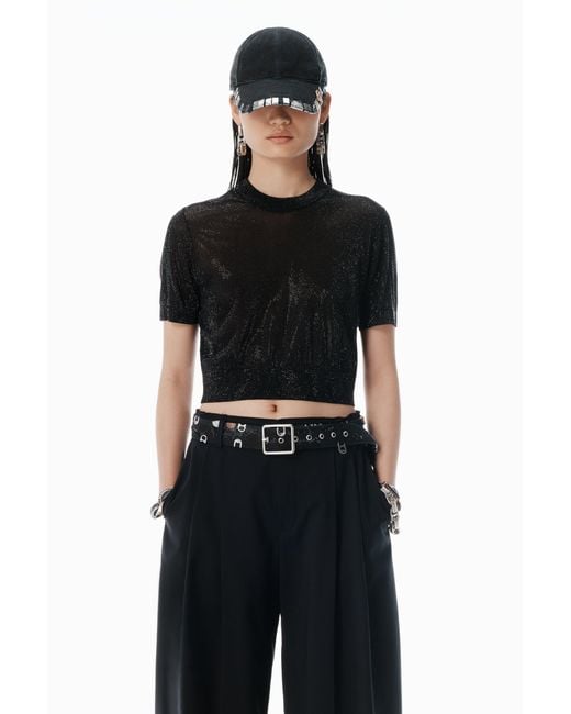 Alexander Wang White Ss Tee With Clear Bead Hotfix