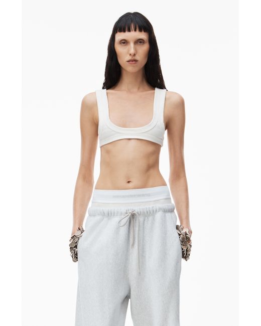 Alexander Wang White Wide Leg Sweatpants With Pre-styled Logo Brief Waistband