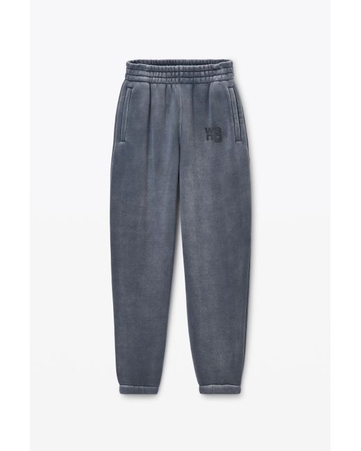 Alexander Wang Blue Puff Logo Sweatpant In Structured Terry