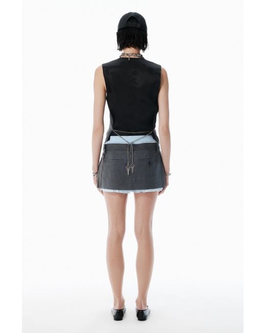 Alexander Wang Blue Grey Wool-blend Miniskirt