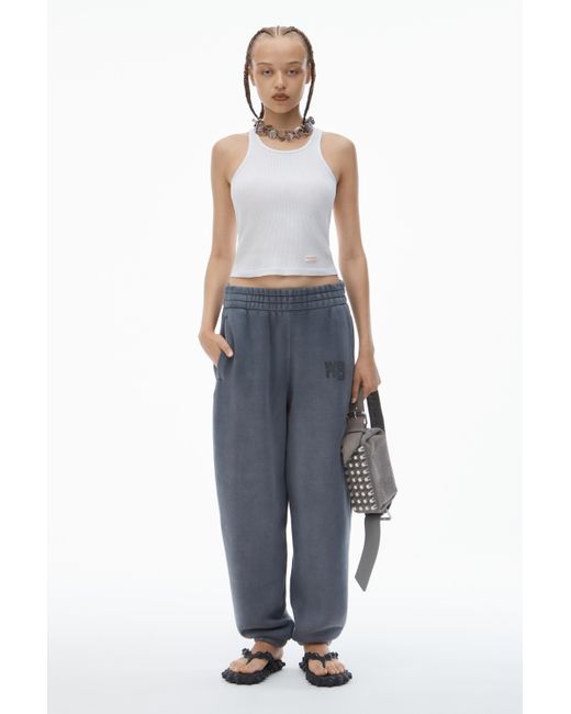 Alexander Wang Blue Puff Logo Sweatpant In Structured Terry