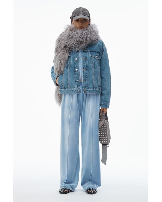 Alexander Wang Blue Trackpants In Crushed Velour