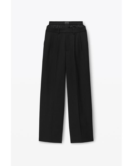 Alexander Wang Black Wool Low-rise Tailored Trouser With Pre-styled Logo Boxer Waistband