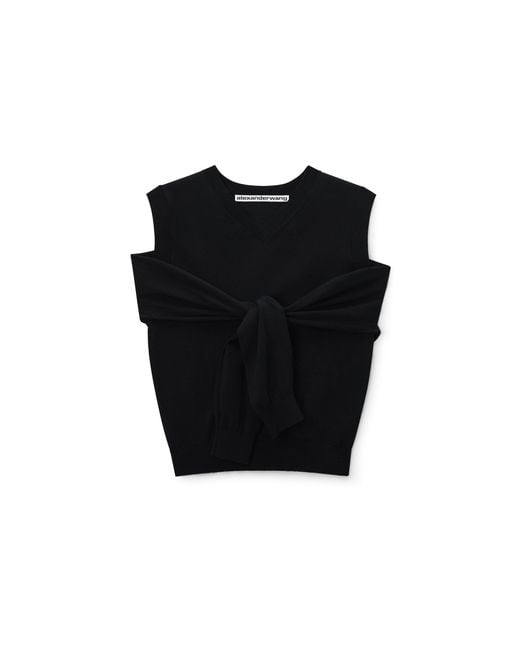 Alexander Wang Black Layered V-Neck Vest With Tie-Front Cardigan Detail
