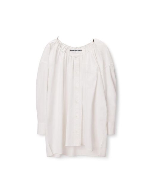 Alexander Wang White Bungee Scoop Neck Mini Shirt Dress
