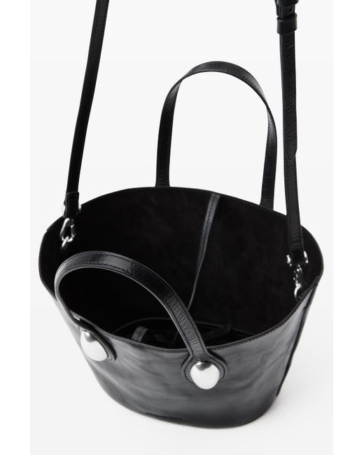 Alexander Wang Black Dome Small Tote Bag In Crackle Patent Leather