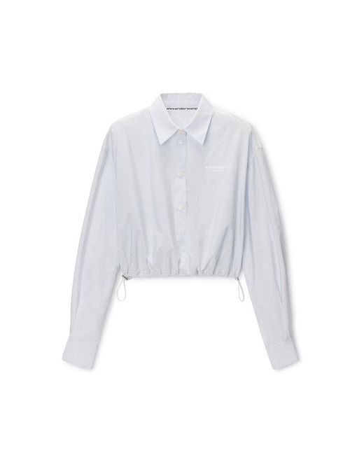 Alexander Wang Blue Cropped Shirt With Adjustable Drawcord Hem