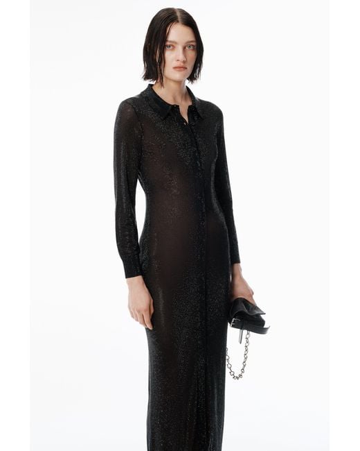 Alexander Wang Black Crystal Polo Maxi Dress
