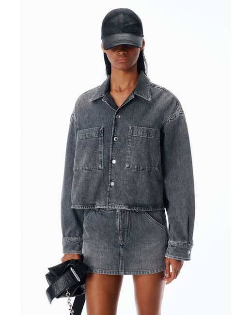 Alexander Wang Black Cropped Long Sleeve Shirt