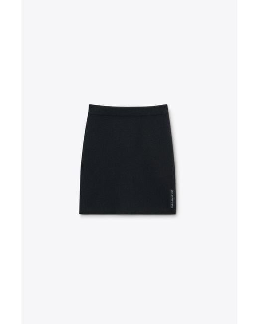 Alexander Wang Black Wool-blend Mini Skirt With Logo Patch