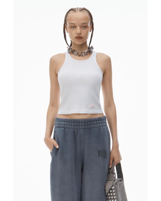 Alexander Wang Blue Puff Logo Sweatpant In Structured Terry
