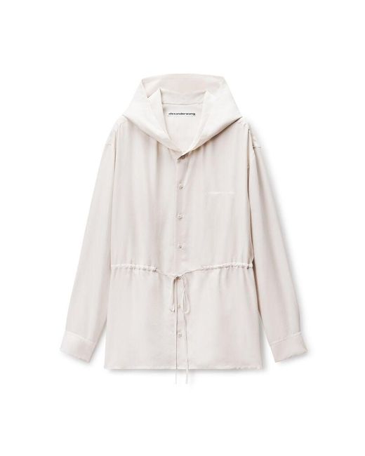Alexander Wang White Ruched Waist Hoodie Dress