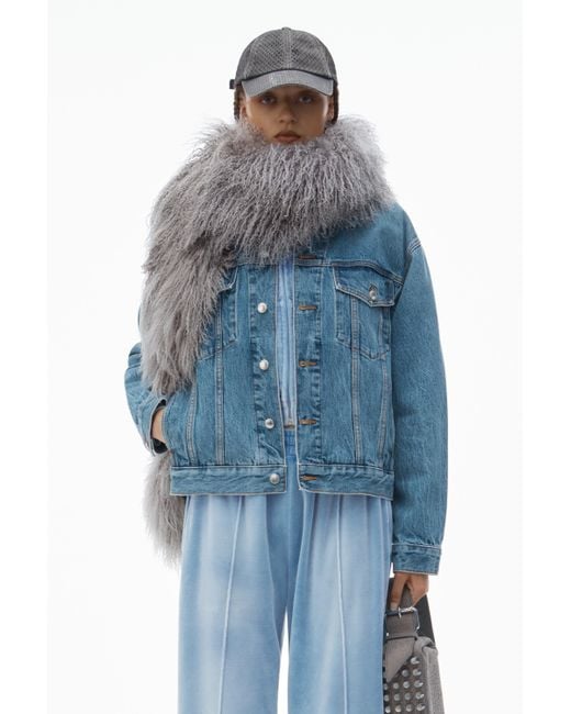 Alexander Wang Blue Trackpants In Crushed Velour