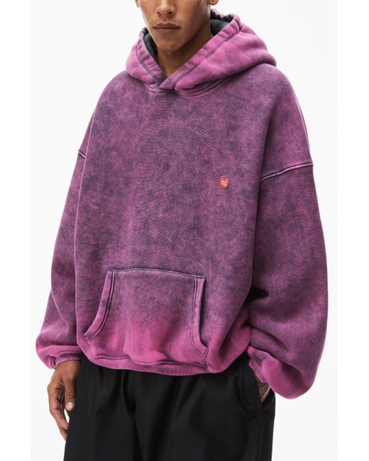 Alexander Wang Purple Puff Hooded Sweatshirt In Terry