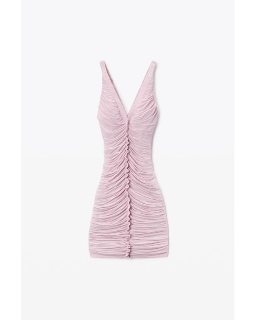 Alexander Wang Pink Sheer Ruched Tank Minidress
