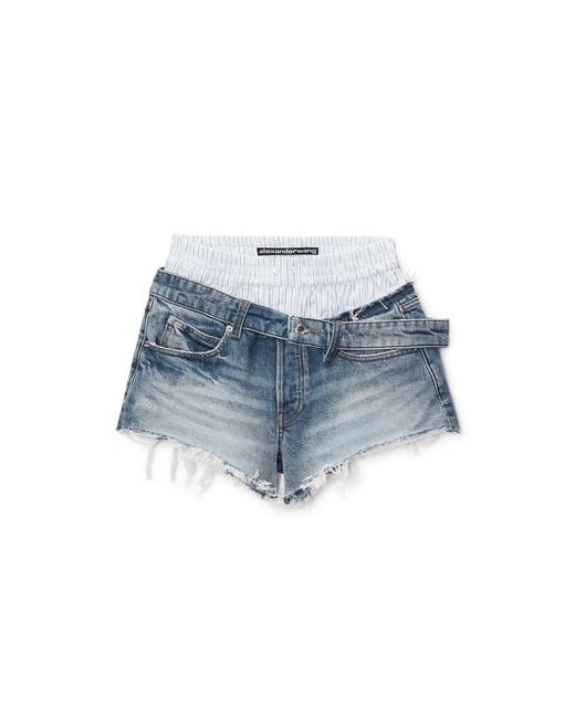 Alexander Wang Blue Boxer Drop Waistband Short