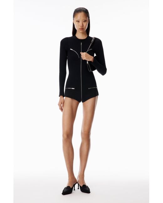 Alexander Wang Black Zip Detail Bodysuit