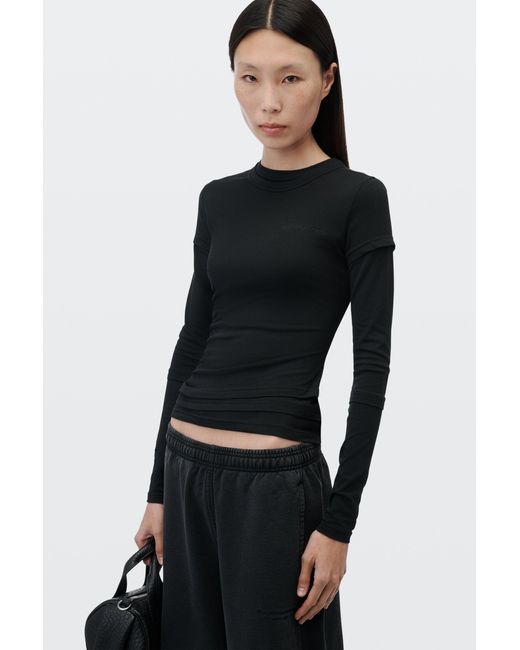 Alexander Wang Black Layered Ls Top