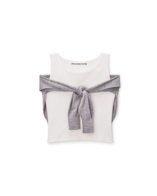Alexander Wang Blue Layered Tank With Tie-Front Sweater Detail