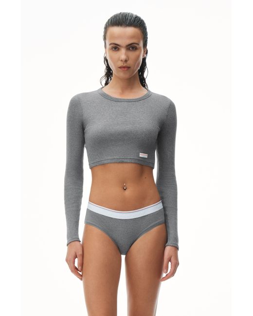 Alexander Wang Blue Cropped Long-Sleeve Tee