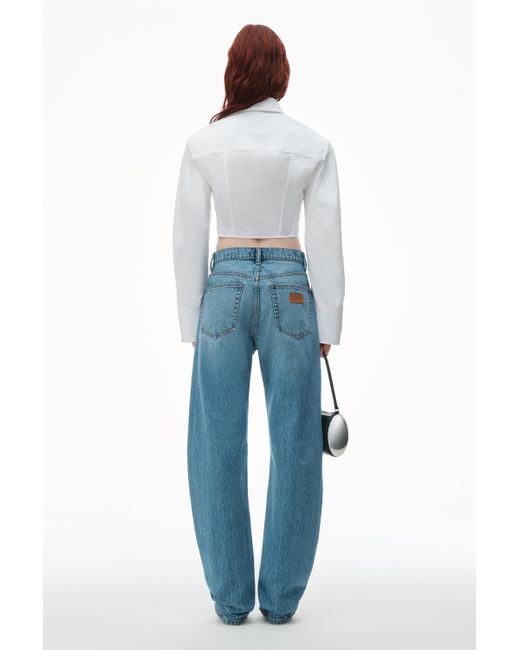 Alexander Wang Blue Cropped Structured Shirt In Organic Cotton