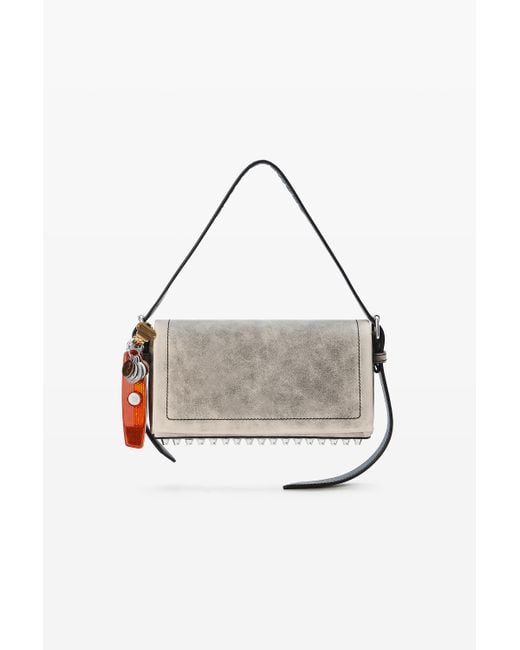 Alexander Wang White Black Crackle Leather Ricco Slim Flap Bag