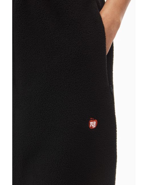 Alexander Wang Black Sweatpant In Teddy Fleece With Red Apple Logo