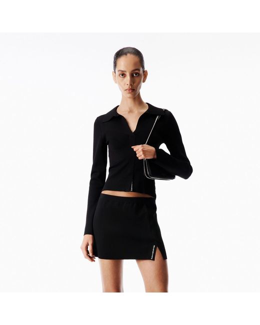 Alexander Wang Black Knit Long Sleeve Polo