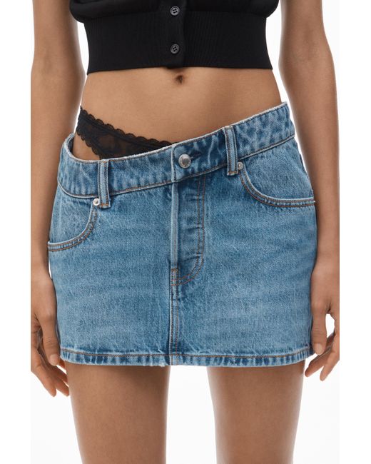 Alexander Wang Multicolor Pre-styled Denim Skirt With Asymmetrical Lace Waistband