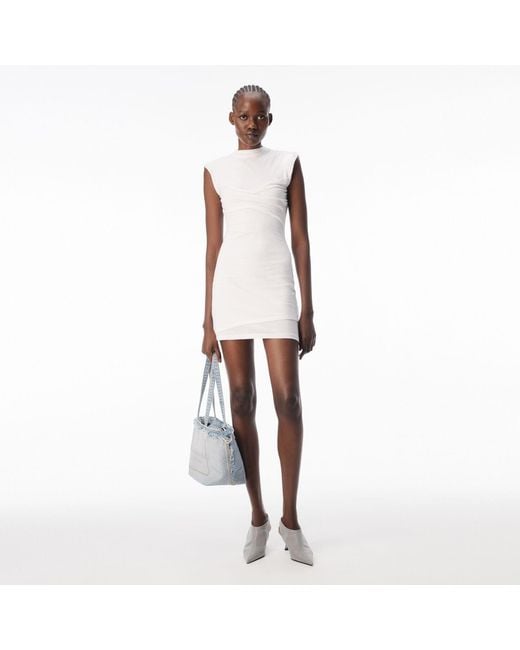 Alexander Wang White Sleeveless Layered Twisted Bust Mini Dress