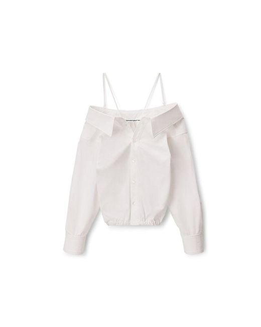 Alexander Wang White Off-Shoulder Top With Strap Detail