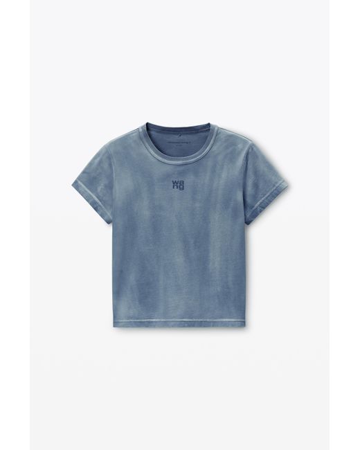 Alexander Wang Blue Shrunken Cotton Tee With Logo