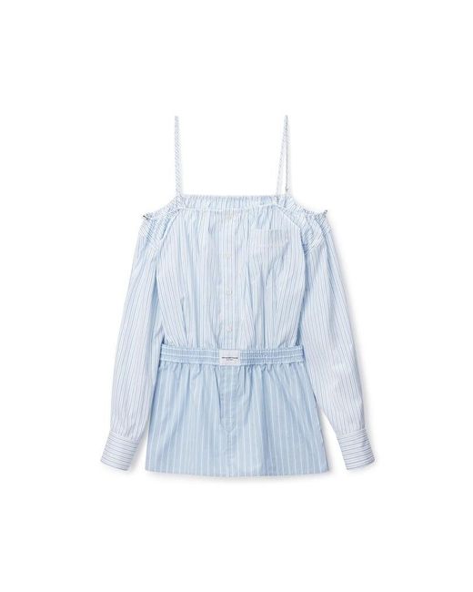 Alexander Wang Blue Off Shoulder Dress With Boxer Waist