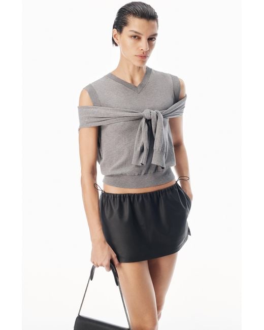 Alexander Wang Black Layered V-Neck Vest With Tie-Front Cardigan Detail