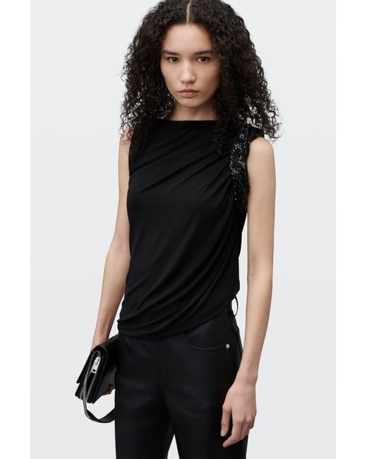 Alexander Wang White Crystal Twist Sleeveless Top