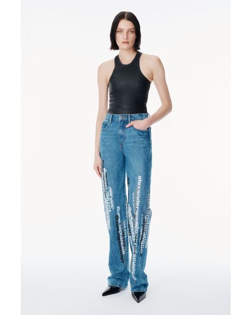 Alexander Wang Deep Blue Ez Jean With Vertical Logo