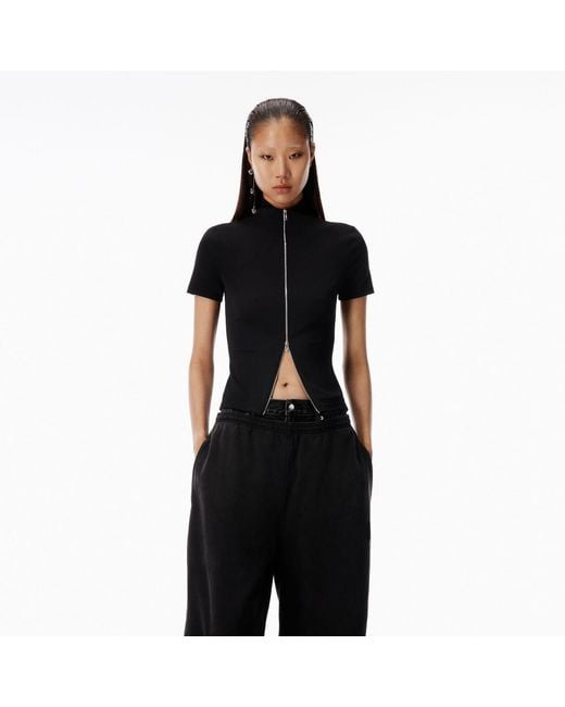 Alexander Wang Black Rashguard Mock Neck Top