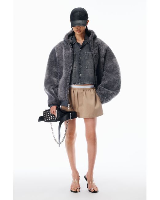 Alexander Wang Black Mid-Rise Mini Logo Elastic Skirt