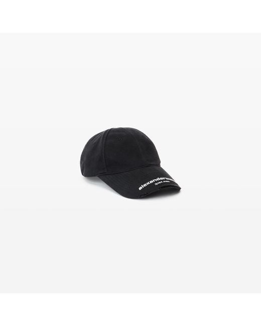 Alexander Wang Black Distressed Logo Baseball Cap