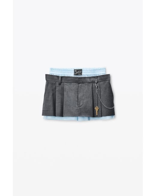 Alexander Wang Blue Grey Wool-blend Miniskirt