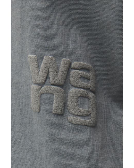 Alexander Wang Gray Logo Long Sleeve Tee In Cotton Jersey