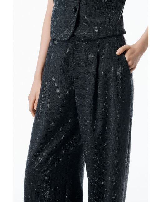 Alexander Wang Blue Crystal Hotfix Wool Mohair Tailored Pant