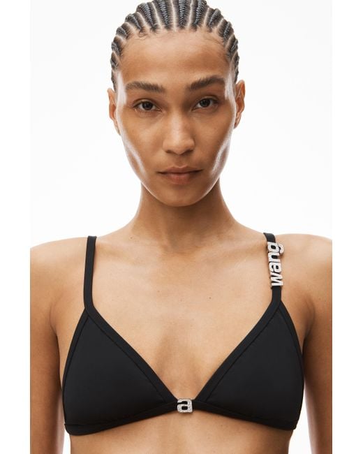 a wangロゴ　ビキニ Alexander Wang Crystal Logo Bikini Top in Black | Lyst