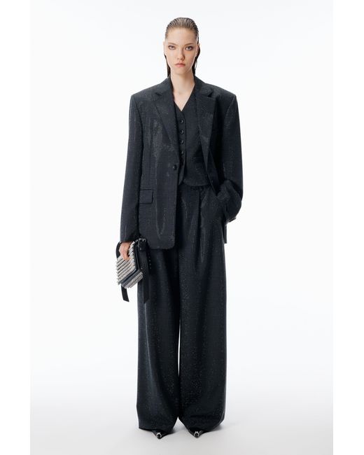 Alexander Wang Gray Crystal Hotfix Wool Mohair Tailored Pant