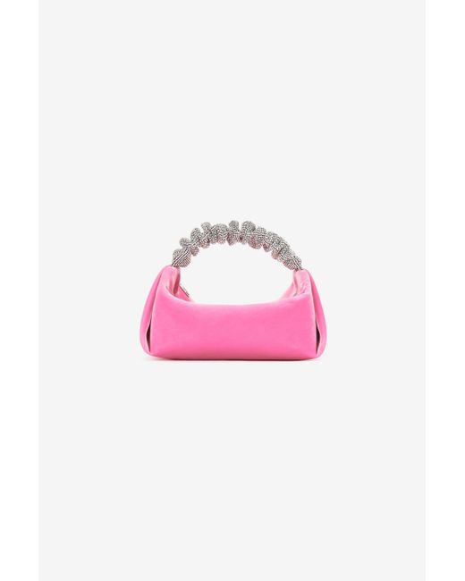 Alexander Wang Pink Scrunchie Mini Bag In Velvet Crystal