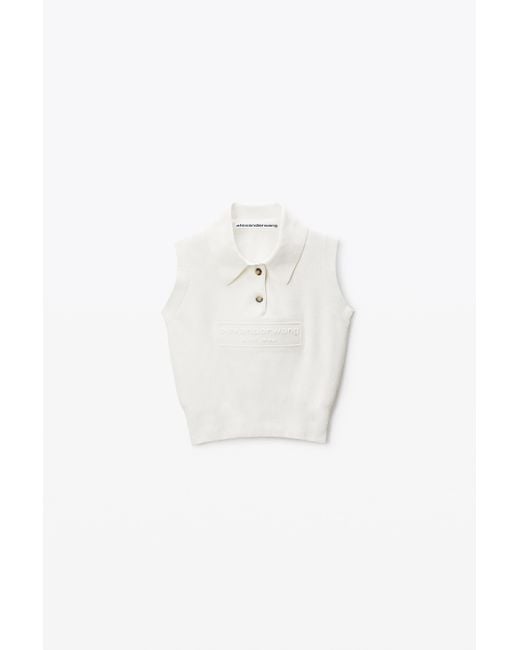 Alexander Wang White Ivory Cotton-blend Chenille Logo Polo