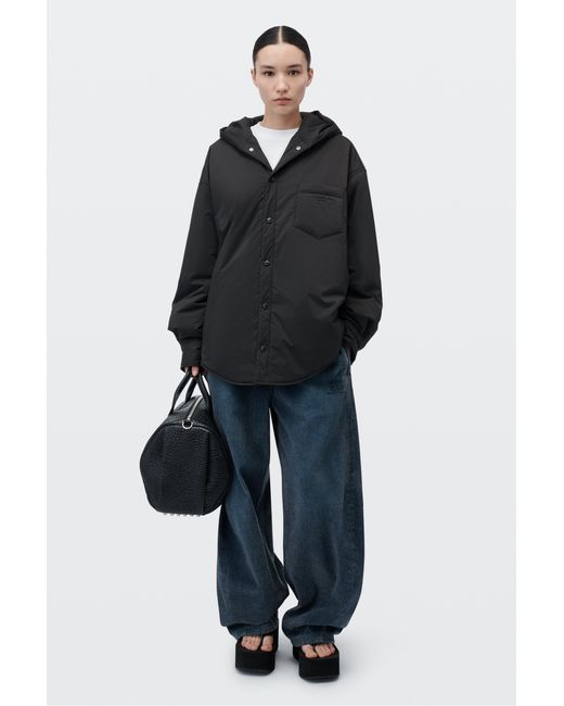 Alexander Wang Black Hooded Lightweight Puffer Shirt